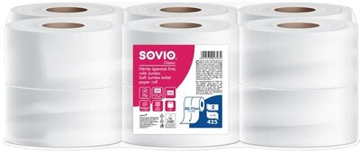 Toalettpapír, 2 rétegű, 80,75 m, 18 cm átmérő, SOVIO, hófehér, (12 tek)