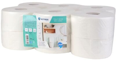 Toalettpapír, 2 rétegű, 19 cm átmérő, VICTORIA HYGIENE, "Fine Mini Jumbo", fehér, (12 tek)