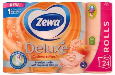 Toalettpapír, 3 rétegű, kistekercses, 24 tekercs, ZEWA "Deluxe", barack, (24 tek)