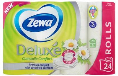 Toalettpapír, 3 rétegű, kistekercses, 24 tekercs, ZEWA "Deluxe", kamilla, (24 tek)