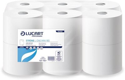 Toalettpapír, 2 rétegű, 12 tekercses, LUCART "Strong L-One mini 180", hófehér, (12 tek)
