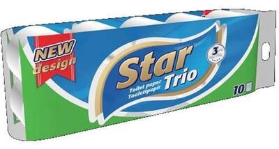 Toalettpapír, 3 rétegű, kistekercses, 10 tekercs, "Star Trio", (10 tek)