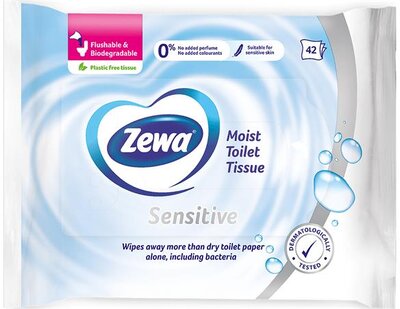 Toalettpapír, nedves, 42db, ZEWA, sensitive, (42 db)