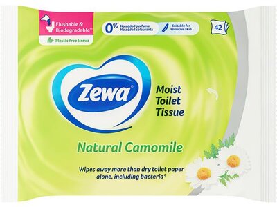 Toalettpapír, nedves, 42db, ZEWA, kamilla, (42 db)