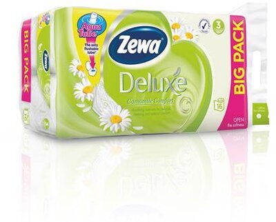 Toalettpapír, 3 rétegű, kistekercses, 16 tekercs, ZEWA "Deluxe", kamilla, (16 tek)