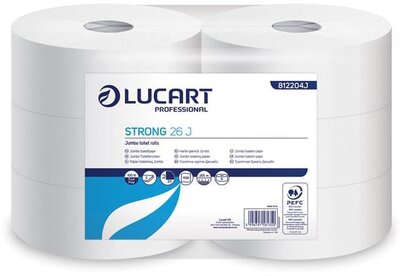 Toalettpapír, 2 rétegű, nagytekercses, 26 cm átmérő, LUCART, "Strong", hófehér, (6 tek)