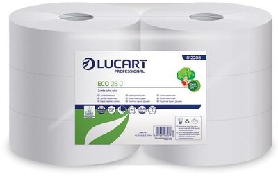 Toalettpapír, 2 rétegű, nagytekercses, 28 cm átmérő, LUCART, "Eco 28 J", fehér, (6 tek)