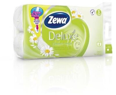 Toalettpapír, 3 rétegű, kistekercses, 8 tekercs, ZEWA "Deluxe, kamilla, (8 tek)