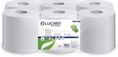 Toalettpapír, 2 rétegű, 120 m, 19 cm átmérő, LUCART, "Eco", fehér, (12 tek)