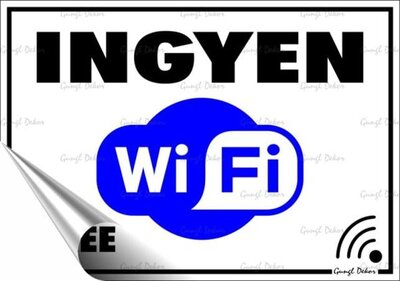 Információs matrica, 11,6x16,6 cm, "Ingyen Wifi"