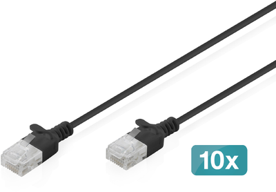 Assmann-DIGITUS CAT 6 U-UTP Slim Patch kábel, 0,5 m, fekete, 10 darab - DK-1618-005S-BL-10