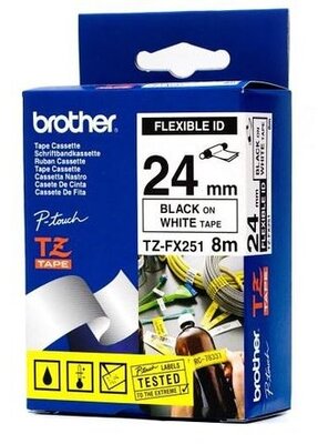 Brother TZE-FX251 laminált P-touch felxibilis szalag (24mm) Black on White - 8m