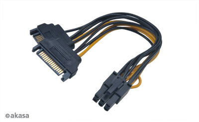 Akasa - 2x SATA - 6pin PCIe adapter 15cm - AK-CBPW13-15