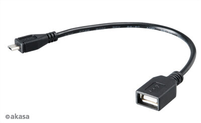 Akasa - microUSB-USB Type-A™ OTG kábel M/F 15cm - AK-CBUB25-15BK