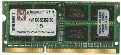 Notebook DDR3 Kingston 1333MHz 2GB CL9 (KVR1333D3S9/2G)