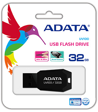 A-Data - UV100 Flash Drive 32GB - AUV100-32G-RBK