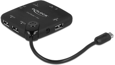 DeLock 65529 Micro USB OTG Card Reader + 3 port USB Hub