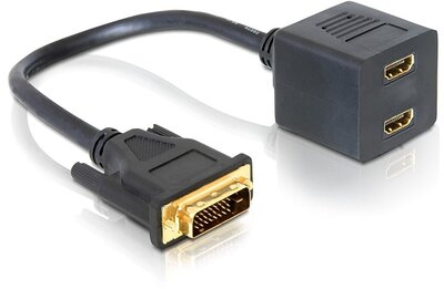 DeLock 65069 DVI 25 male to 2x HDMI female adapter