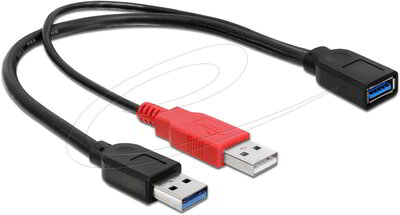 Delock - USB 5 Gbps kábel A-típusú apa + USB A-típusú apa - USB 5 Gbps A-típusú anya - 83176