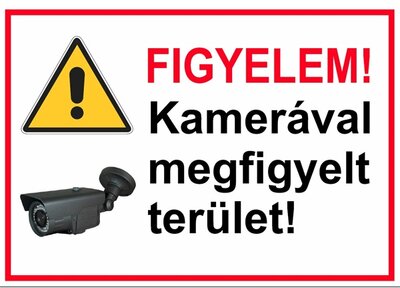Kamerával megfigyel terület matrica belső