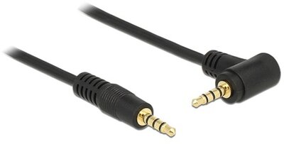 Delock 84737 Jack stereo 3,5mm (4pin) M/M audio kábel 1m egyenes/90° fekete