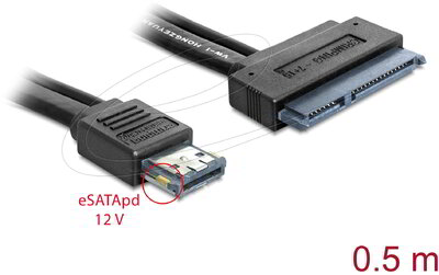 Delock - eSATApd 12 V > SATA 22 tűs 2.5 / 3.5 HDD 0.5 m - 84402