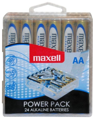 MAXELL Alkálielem Power Pack LR-6 AA 24db-os visszazárható átlátszó műanyag dobozban