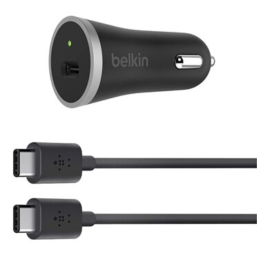 Belkin USB-C Car Charger + USB-C Cable 15W Black