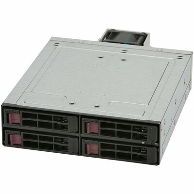 Supermicro CSE-M14TQC, Mobile rack, 4 x 2.5" hot swap SATA3 / SAS3 drives, 1 x 5.25" bay enclosure, cooling fan, LED indicators