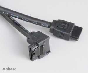 Akasa SATA3 kábel - 50cm 90°-ban elforgatott - fekete - 100cm - AK-CBSA01-10BK