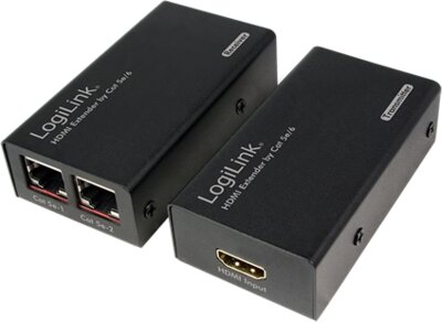 LogiLink - HDMI -> 2db RJ45 CAT5e UTP F/F extender max. 30 méter fekete