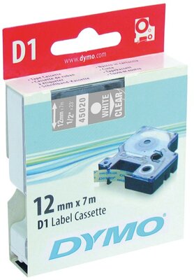 DYMO címke LM D1 alap 12mm fehér betű / víztiszta alap