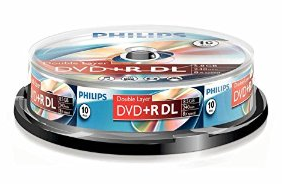 Philips DVD+R 8,5GB Kétrétegű, Hengeres (10 db)