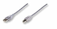 Manhattan - USB 2.0 A-B M/M 5m ezüst