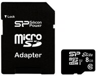 SILICON POWER - 8GB microSDHC+adapter, UHS1 - SP008GBSTHBU1V10SP