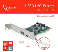 Gembird USB 3.1 (USB-A+USB-C), PCI-E vezérlő