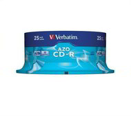 VERBATIM - 25 db CD-R lemez, Crystal bevonat, AZO, 700MB, 52x, hengeren
