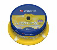 Verbatim - DVD+RW 25db/cs [ cake box | 4.7GB | 4x ] - 43489