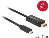 Delock 85290 Kábel USB-C csatlakozó > HDMI csatlakozó (DP vált.) 4K 60 Hz - 1 m