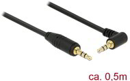 DeLock Stereo Jack Cable 3.5mm 3 pin male > male angled 0,5m Black