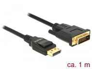 Delock Kábel Displayport 1.2 dugó - DVI 24+1 dugó passzív 1m; fekete