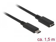 Delock Bővítőkábel USB Type-C dugó > hüvely; 1,5m, fekete