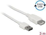 Delock - 85201 - Bővítő kábel EASY-USB 2.0-s A típusú csatlakozódugó > USB 2.0 A-típusú hüvely fehér 3 m