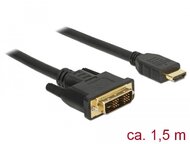 Delock - 85583 - Kábel DVI 18+1 csatlakozódugóval > HDMI-A csatlakozódugóval, 1,5 m, fekete