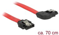 Delock Kábel - 83970 - (SATA3, egyenes/jobbra, csatl.(fémlappal) Max.: 6Gb/s, piros, 0.7m)