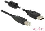 Delock Kábel - 84897 - (USB2.0, A-B nyomtató kábel, apa/apa, ferrit, 2m)