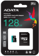 ADATA - Premier Pro MICROSDXC 128GB + adapter - AUSDX128GUI3V30SA2-RA1