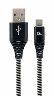 Gembird - Premium cotton braided USB A - TYPE C összekötő kábel 1m - CC-USB2B-AMCM-1M-BW