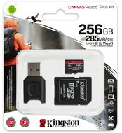 Kingston - MICROSDXC Canvas React Plus 256GB + adapter, kártyaolvasó - MLPMR2/256GB