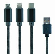 Gembird USB töltőkábel micro USB + USB-C + Lightning 1m CC-USB2-AM31-1M